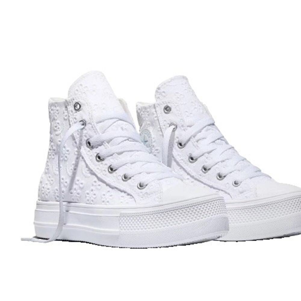 Converse Kids' Platform High Top Sneakers - Cream 5